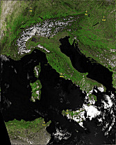 Vegetation (NDVI) displayed in cloour